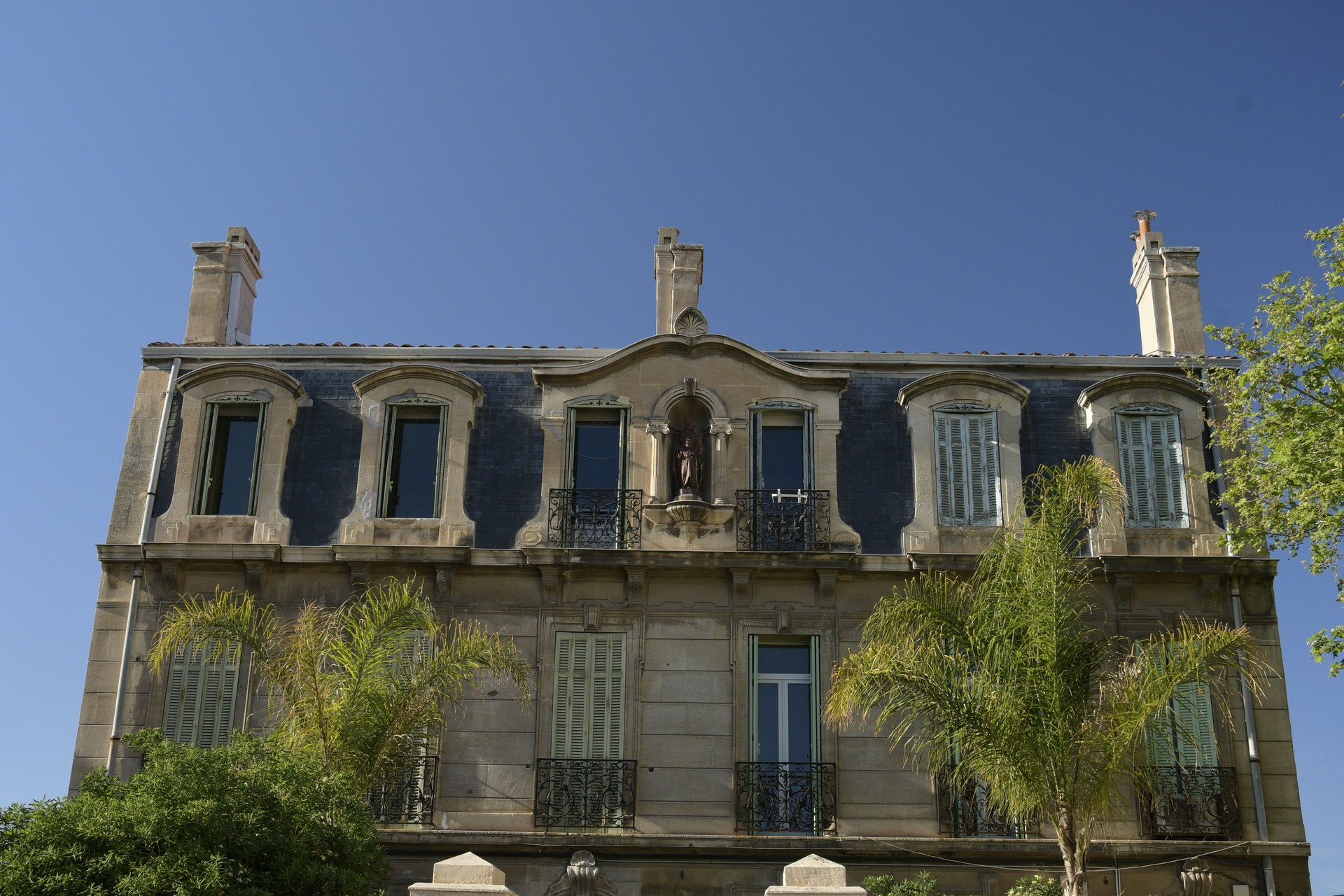 Façade of an old aristocratic villa in Marseille